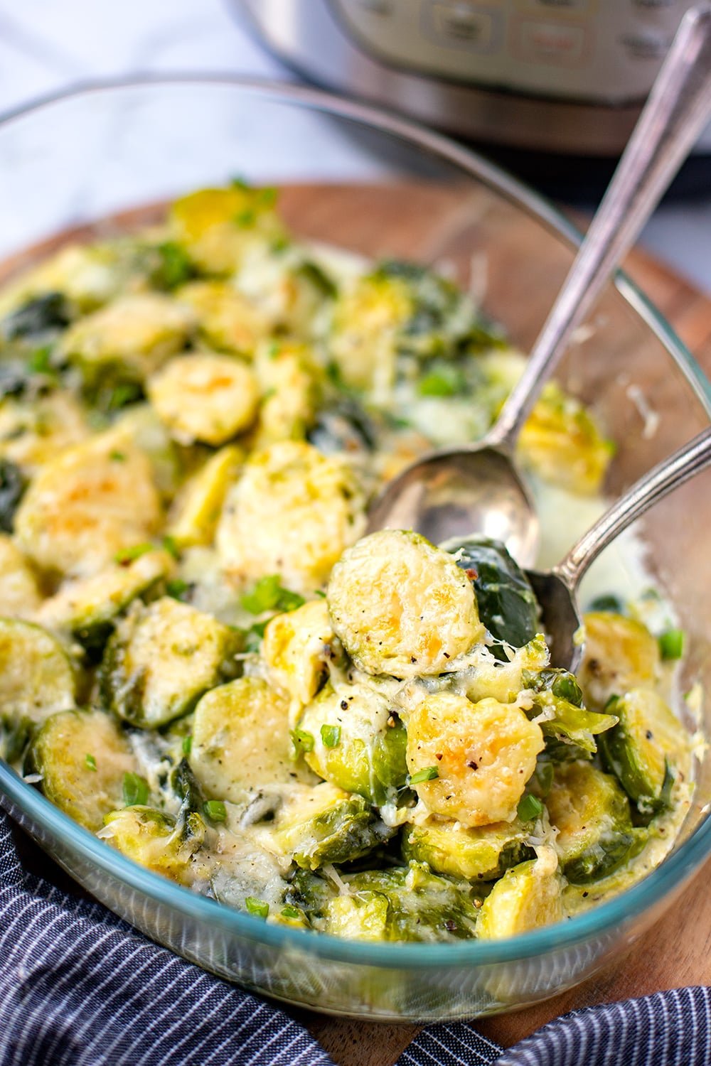 Cheesy Brussels Sprouts (Instant Pot + Oven)