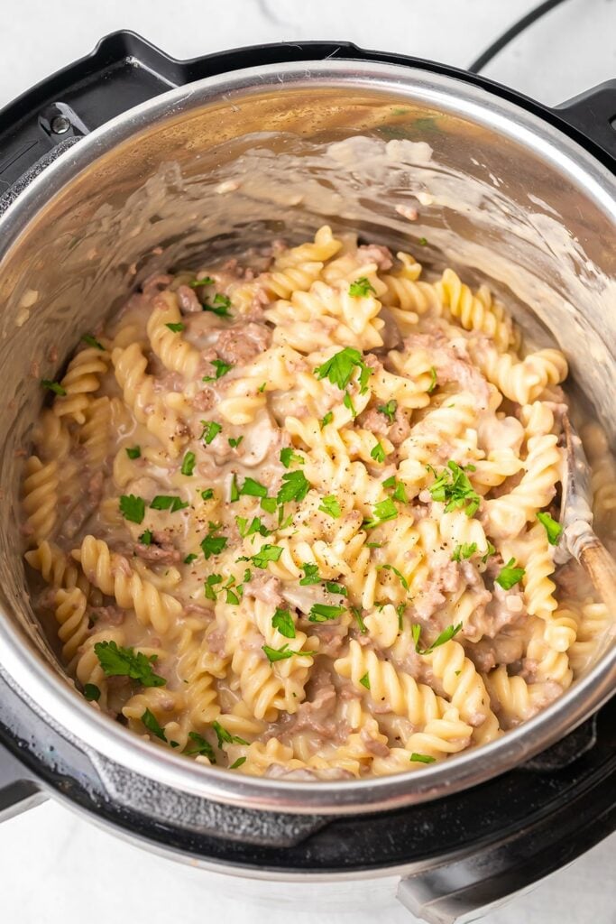 Instant Pot Ground Beef Stroganoff