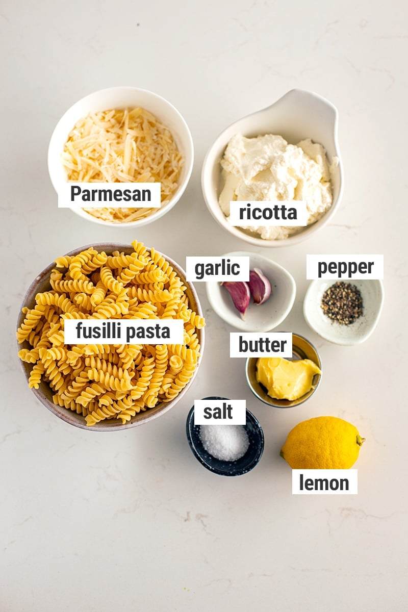 Lemon ricotta pasta ingredients