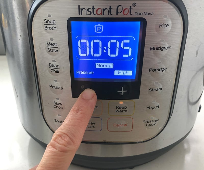 Pressure cooking pasta timer