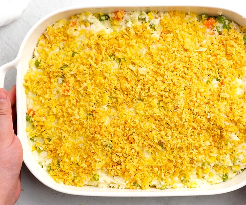 Casserole topped with crumbs