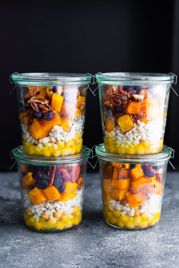 Chickpea, Barley And Butternut Squash Jar Salads