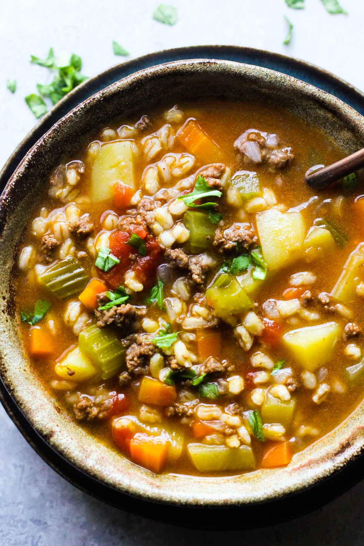 Instant pot hamburger soup with barley