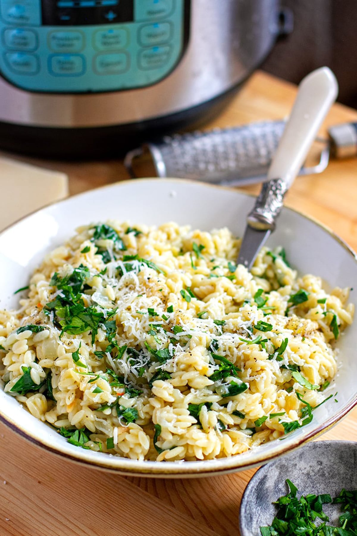 Orzo With Lemon, Parmesan Cheese & Spinach