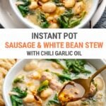 Kale Sausage & White Bean Stew With Chili Garlic Oil