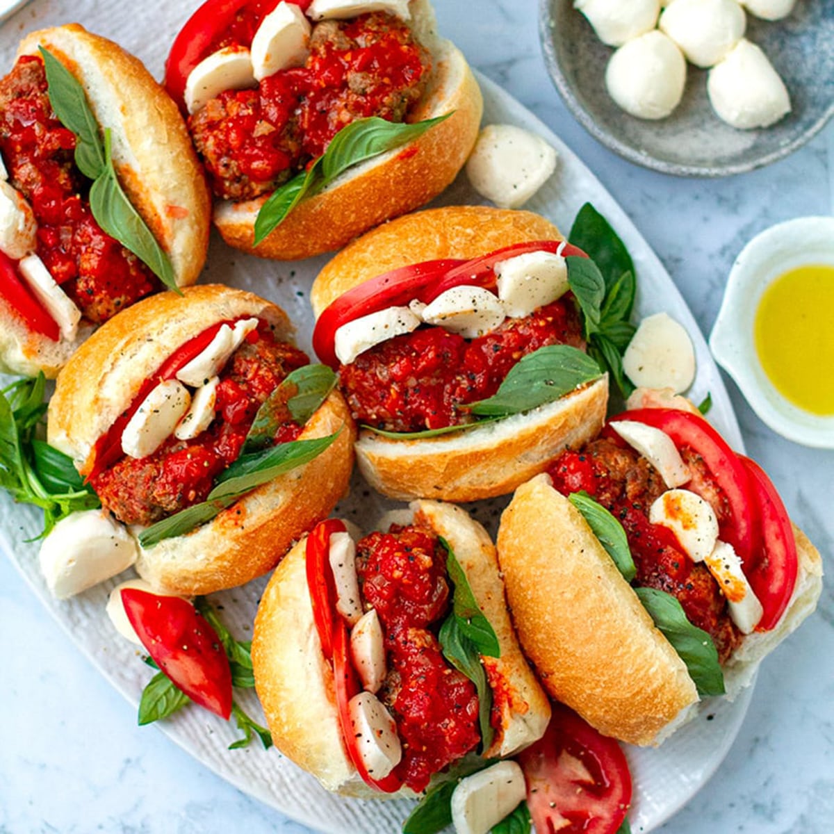 Instant Pot Italian meatball Caprese sandwiches