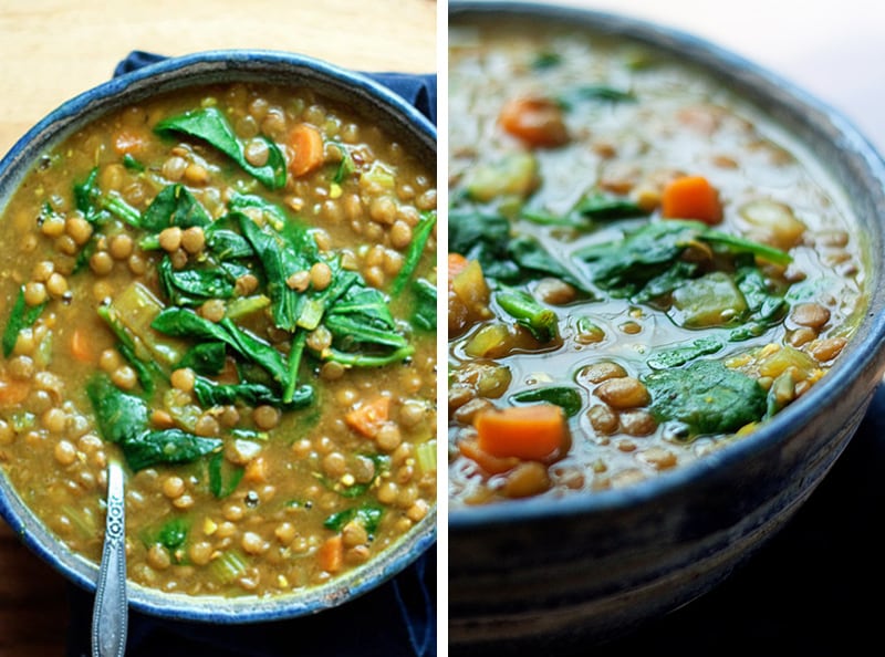Instant Pot Lentil & Spinach Soup