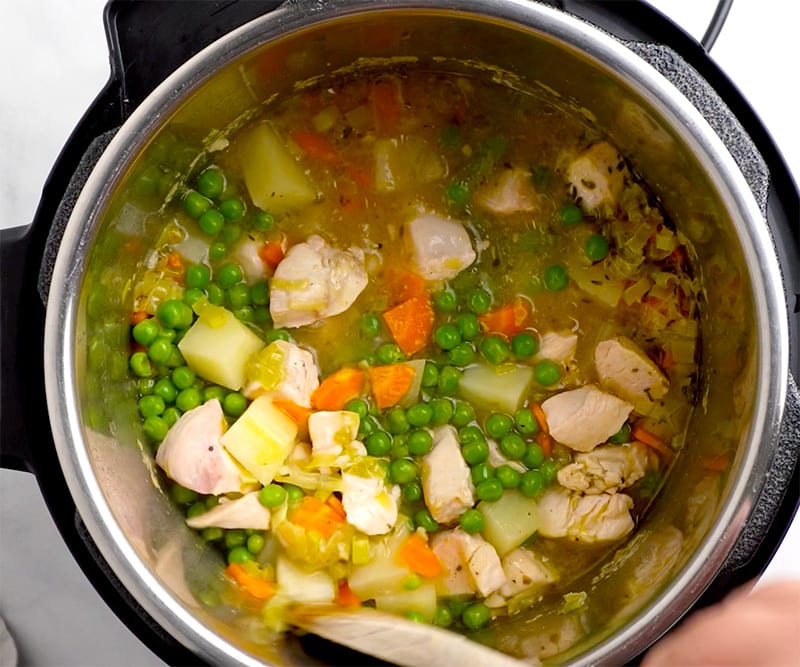 Spring vegetable stew with chicken