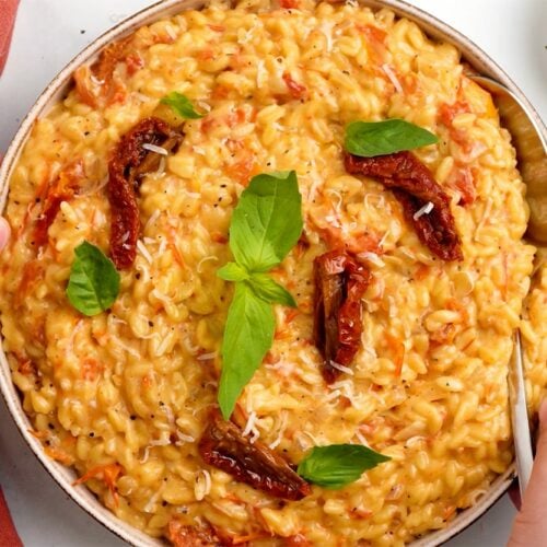 Creamy SunDried Tomato Orzo (Instant Pot Recipe + Stovetop)