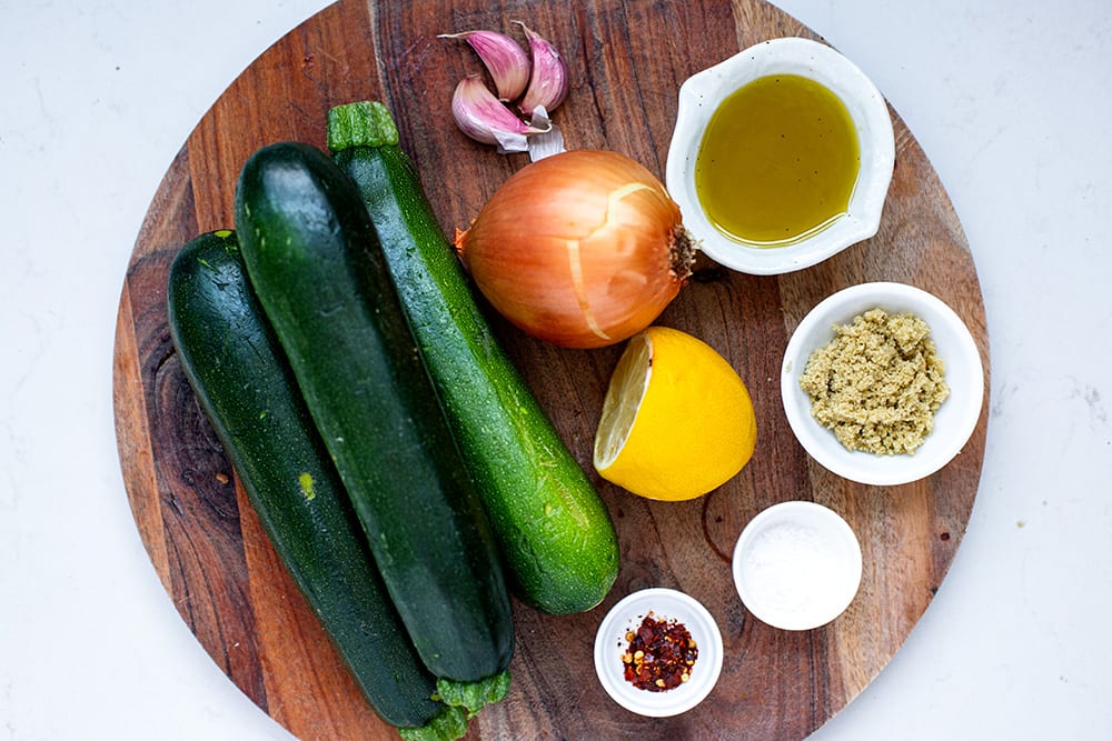 Ingredients for Instant Pot zucchini pasta sauce