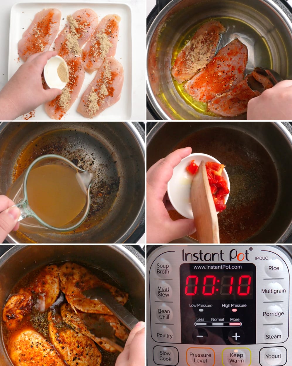 how to make marry me chicken in the instant pot in a collage of steps