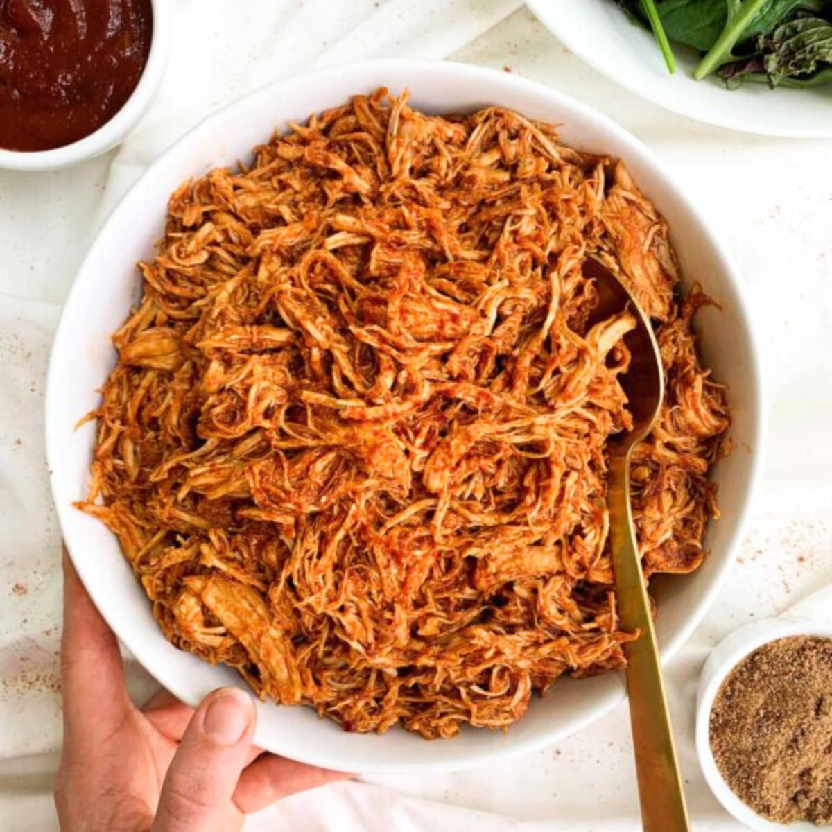 Tender BBQ Pulled Chicken, slow-cooked to perfection and shredded, smothered in smoky, tangy barbecue sauce.