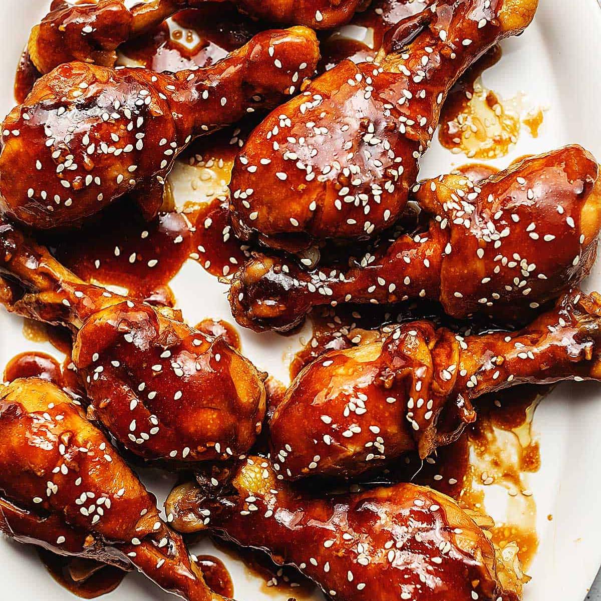 Juicy Keto Teriyaki Chicken Legs, glazed in a sugar-free, savory-sweet teriyaki sauce, cooked to perfection.