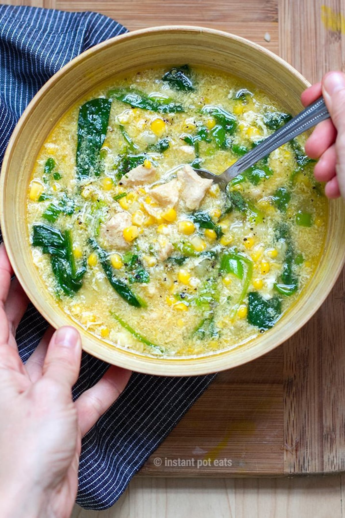 Instant Pot Chicken & Corn Soup With Spinach