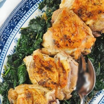 Dutch Oven Chicken Thighs and Spinach