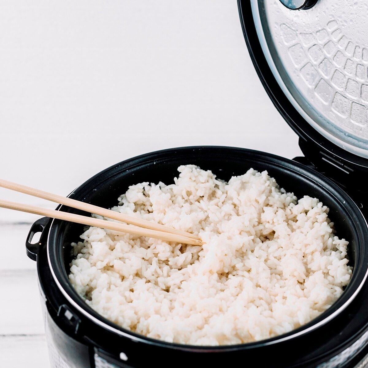 cooked rice in a rice cooker