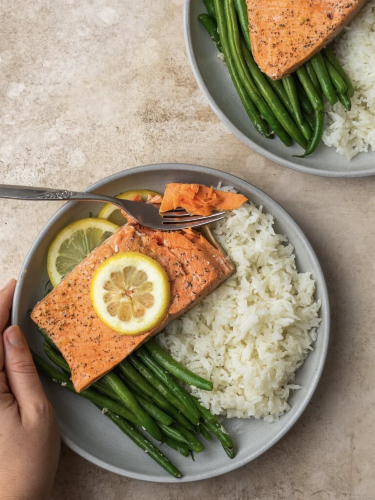 Lemon Pepper Salmon en papillote and Steam Rice
