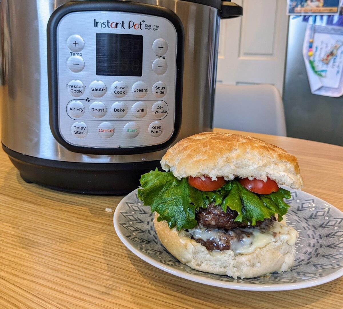 instant pot air fryer and grill-broiled burger