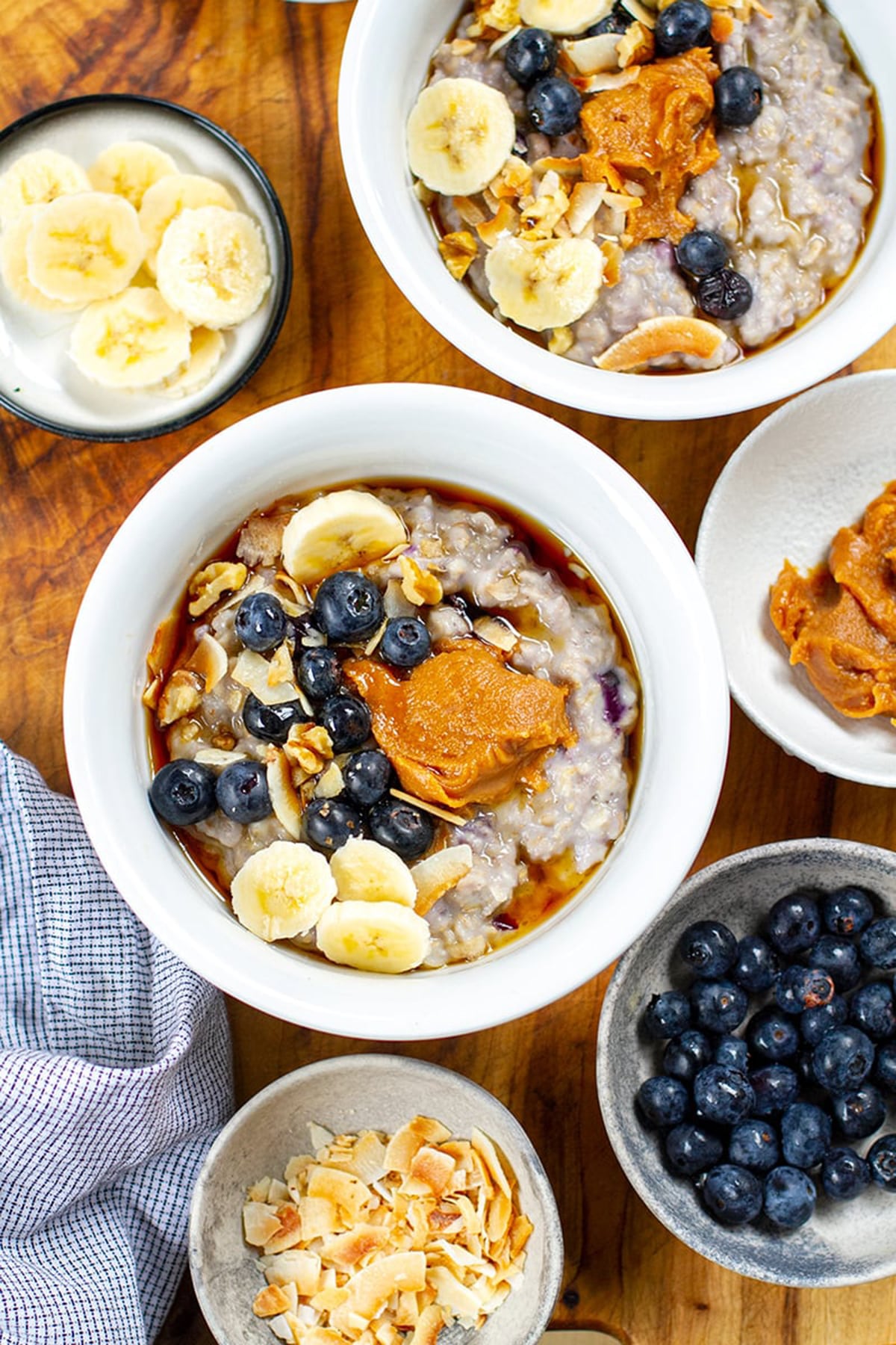 Instant Pot Blueberry Oatmeal With Maple Peanut Butter