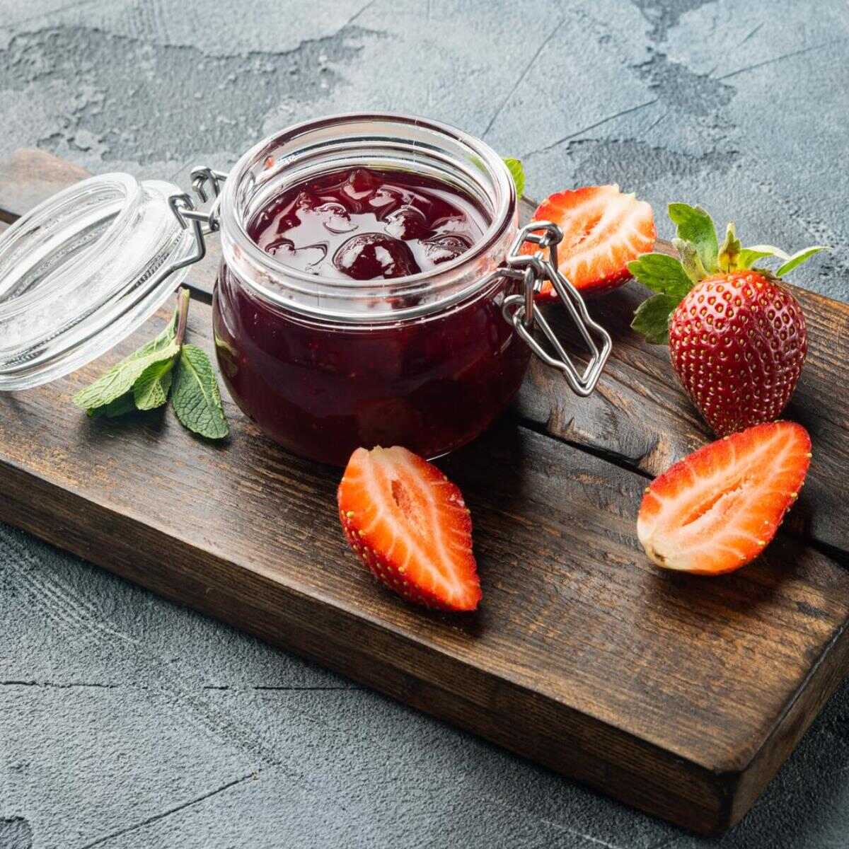 delicious strawberry jam and fresh berrie