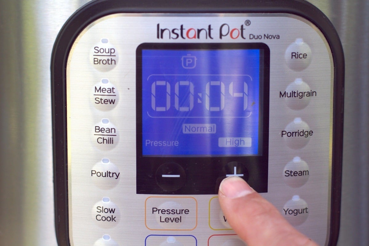 "+" and "-" on the Instant Pot display