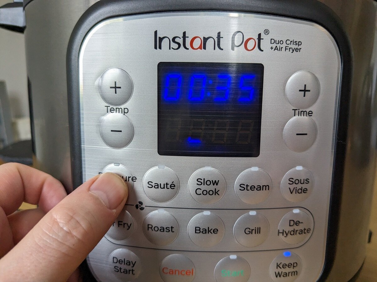 select the cooking program on an instant pot