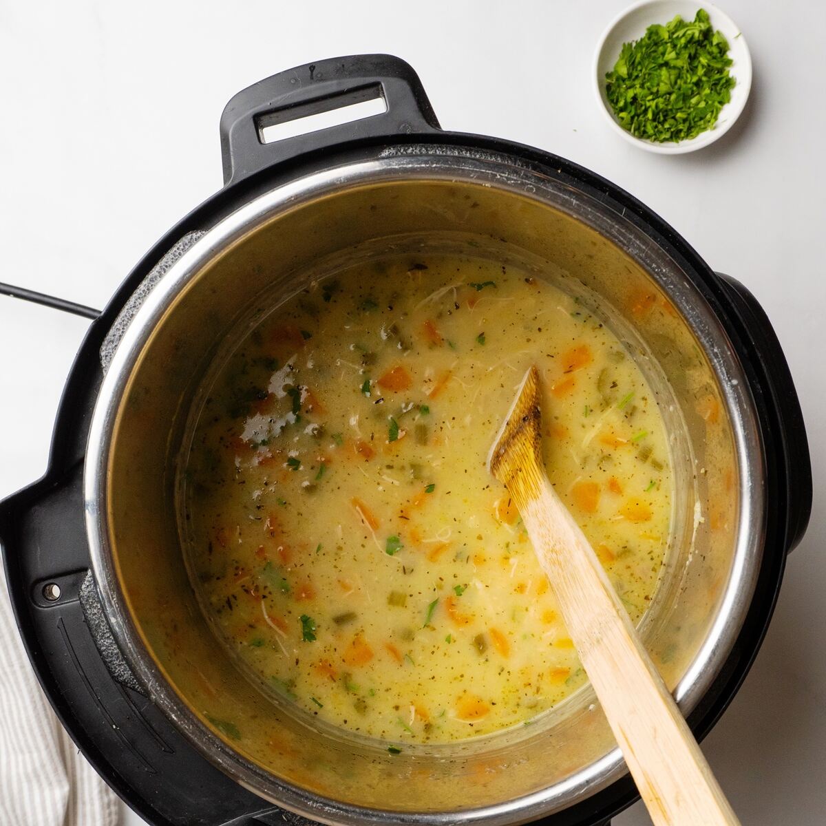 chicken orzo soup in an instant pot