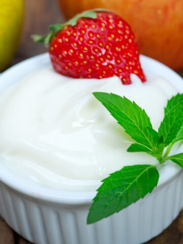 fresh fruits and milk yogurt