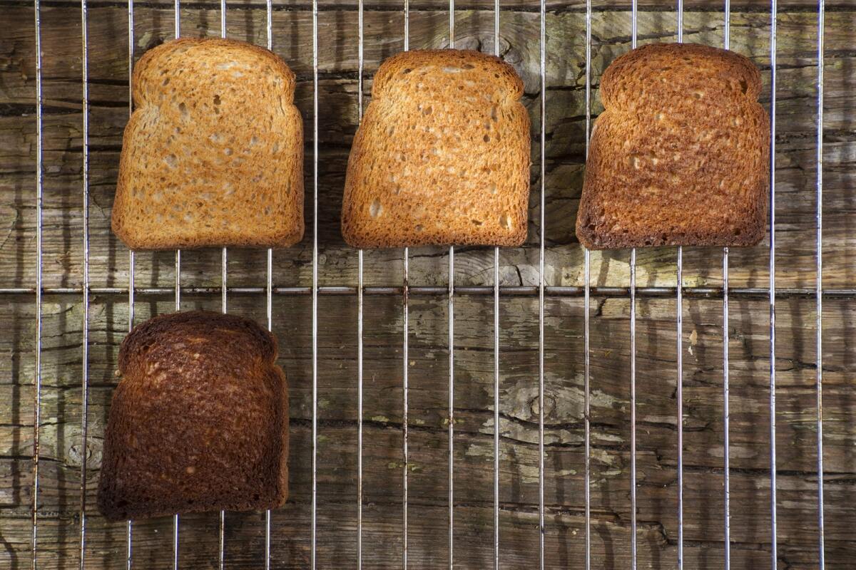 soft toasted slices of bread in the oven