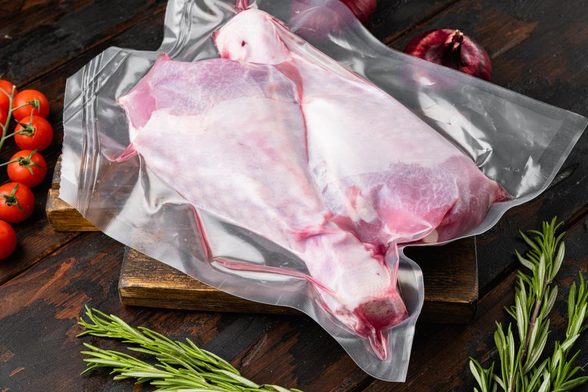 turkey thigh in sealed plastic pack set