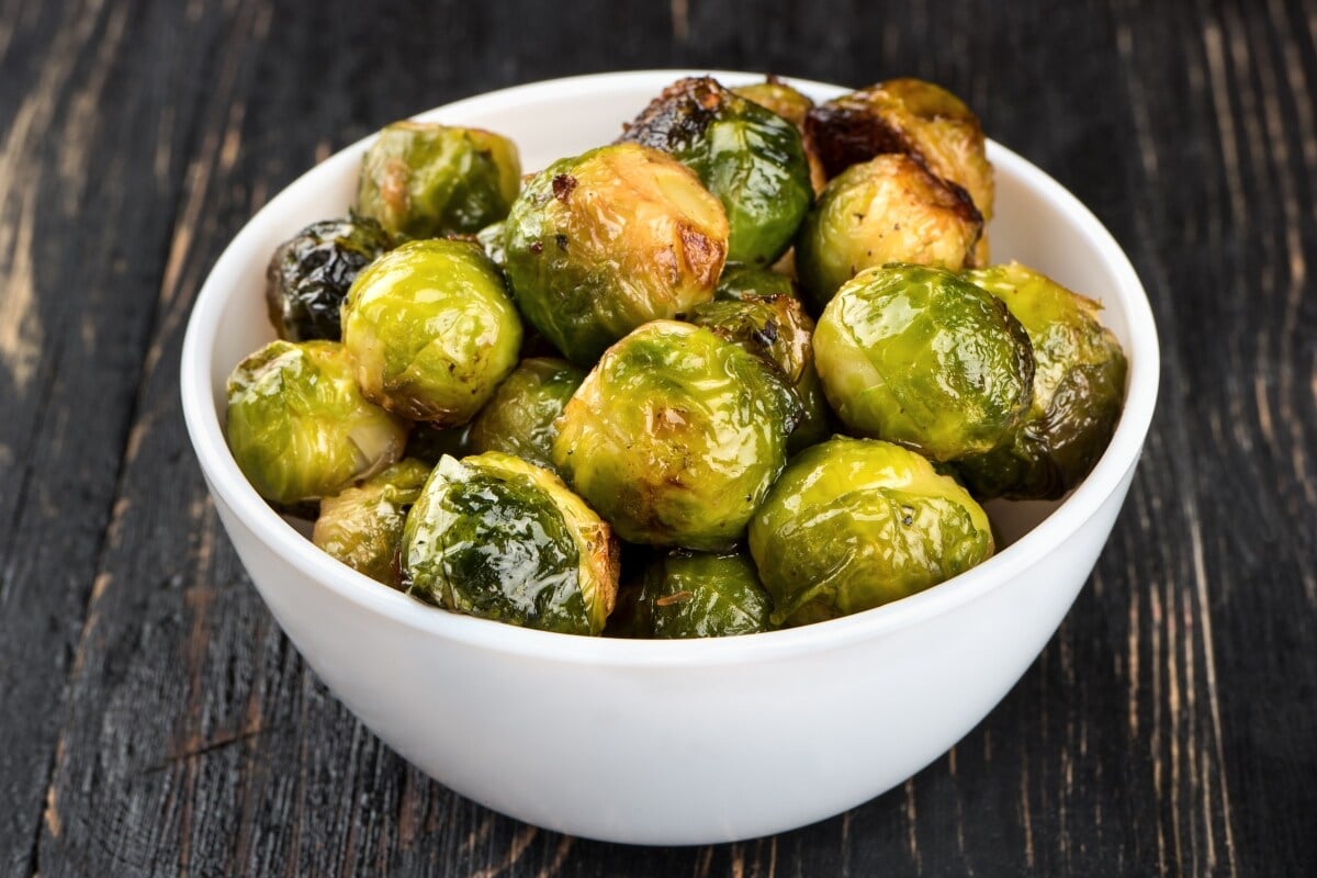 fried brussels sprouts in bowl