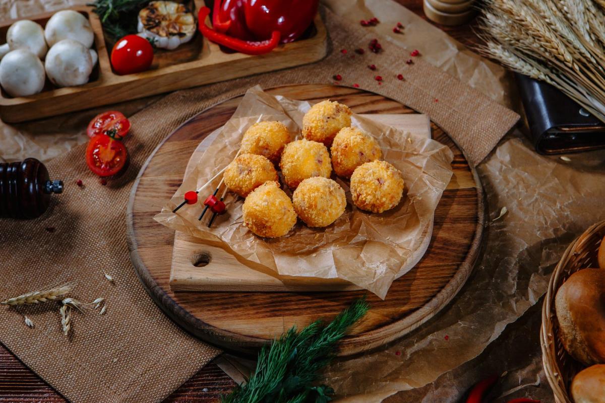 multiple breaded cheese balls