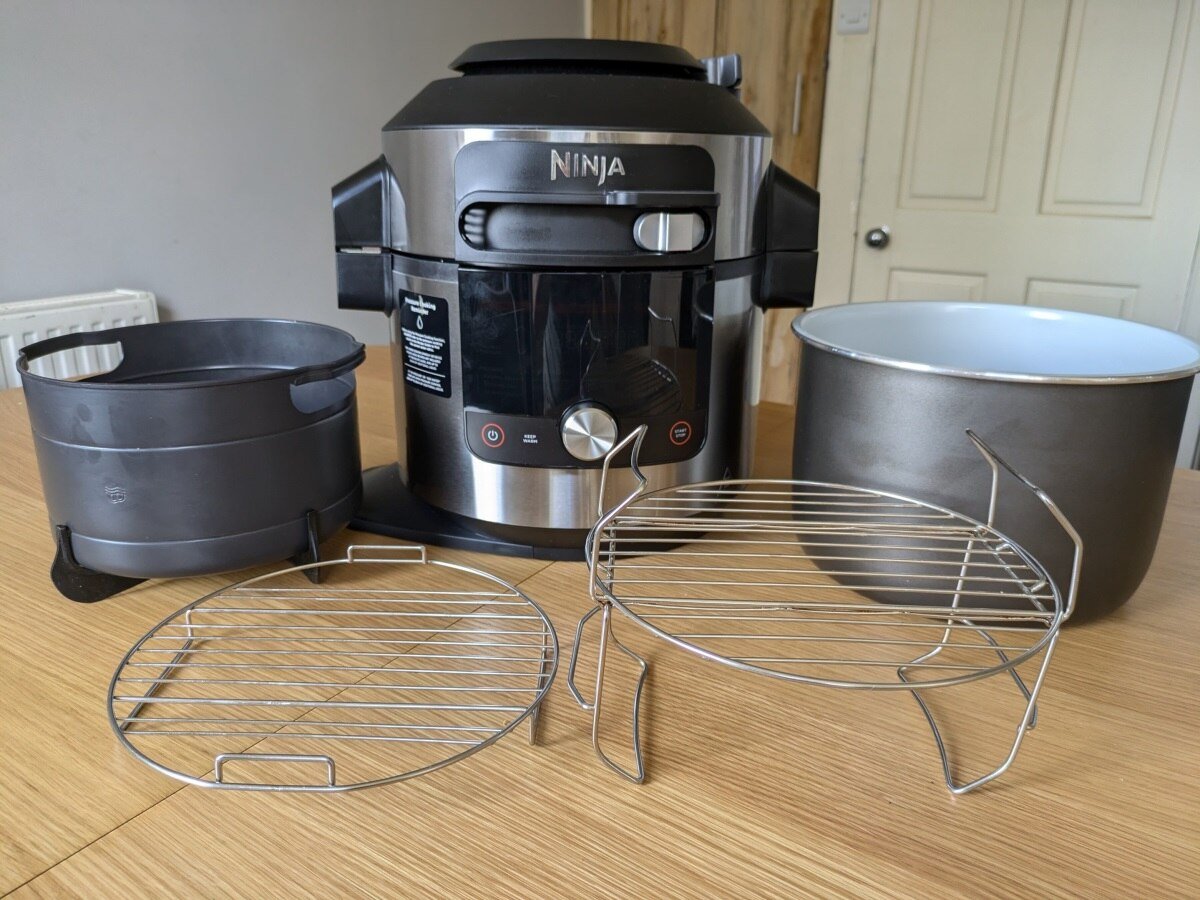 a ninja foodi xl appliance and a host of practical accessories