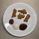 Dino Nuggets on a white plate