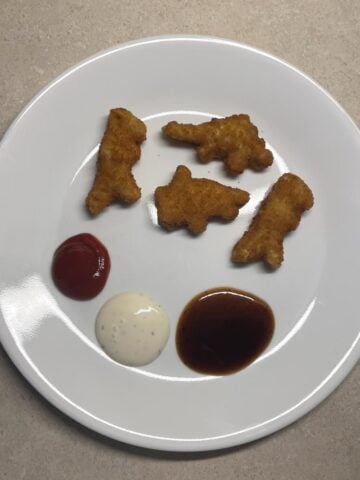 Dino Nuggets on a white plate