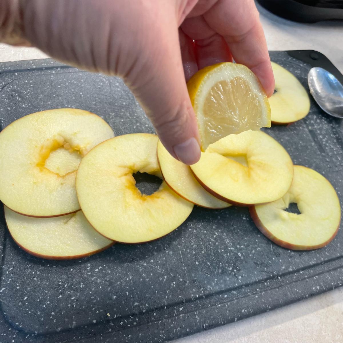 chopped apples and lemon