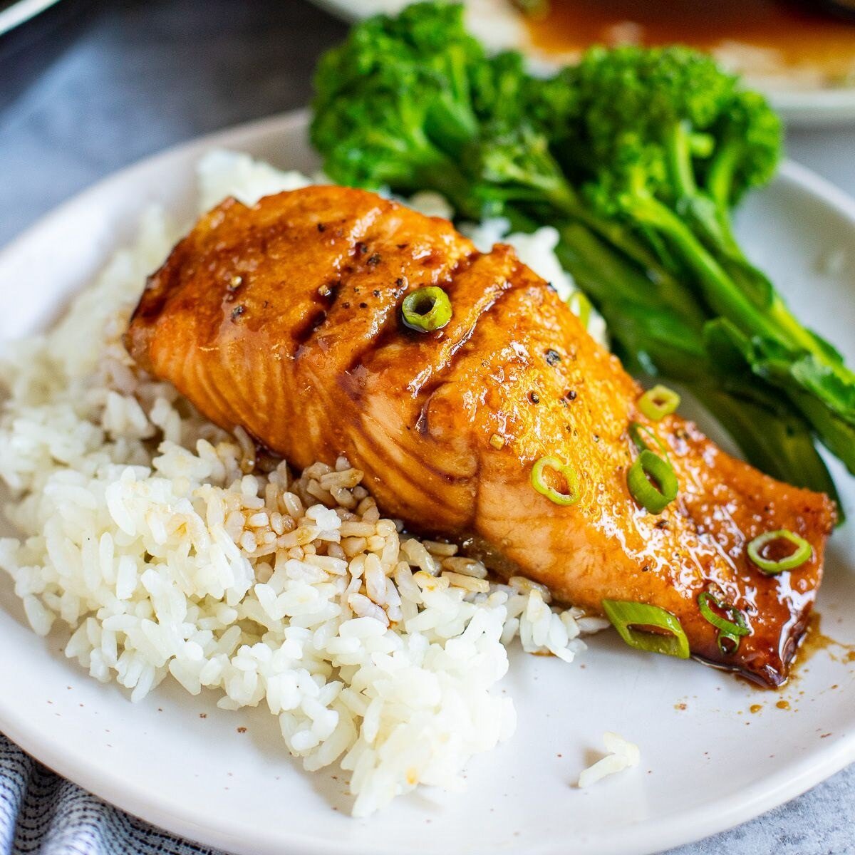 air fryer teriyaki salmon with rice