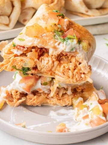 air fryer chimichingas on a white plate