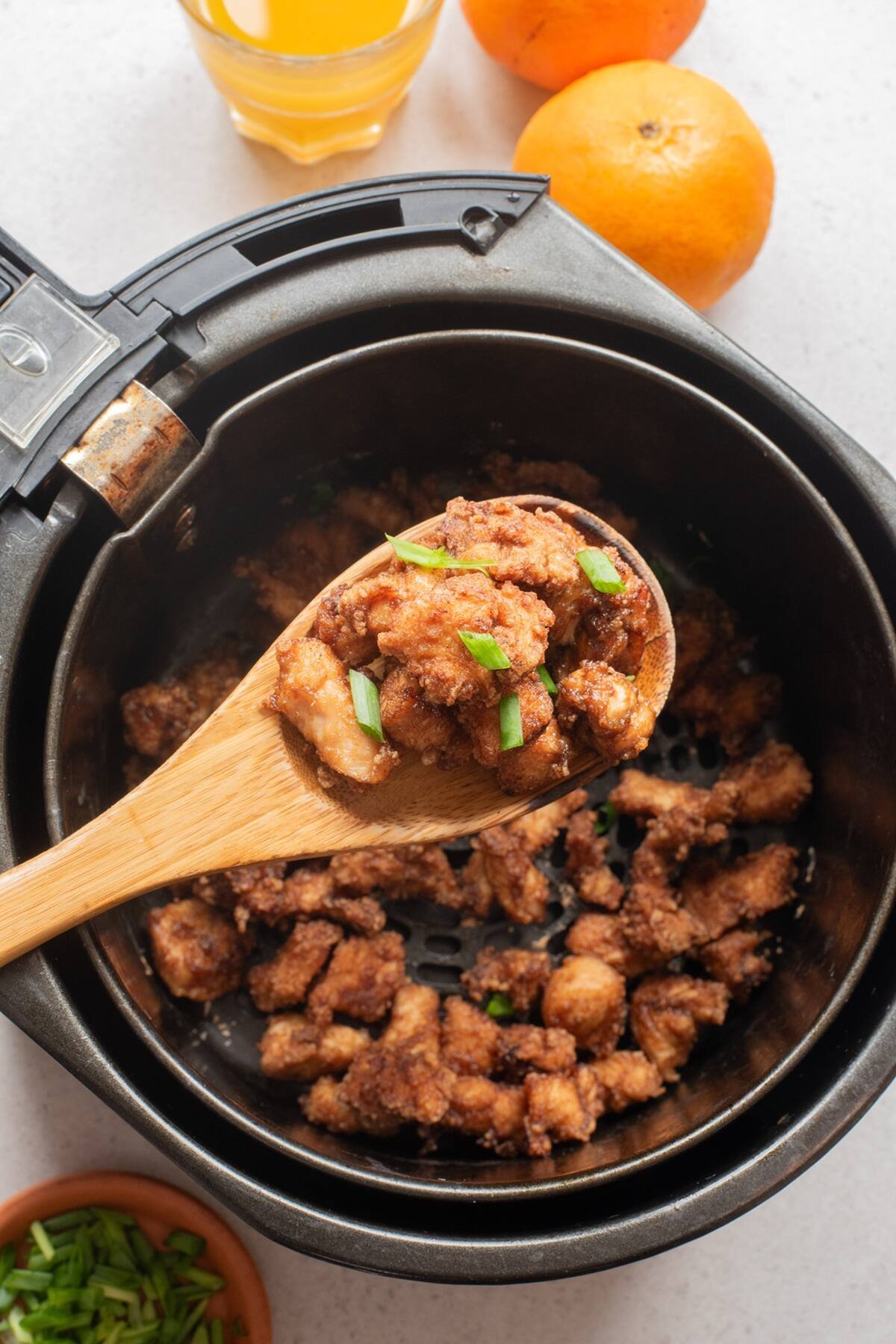 crispy chicken in the air fryer basket