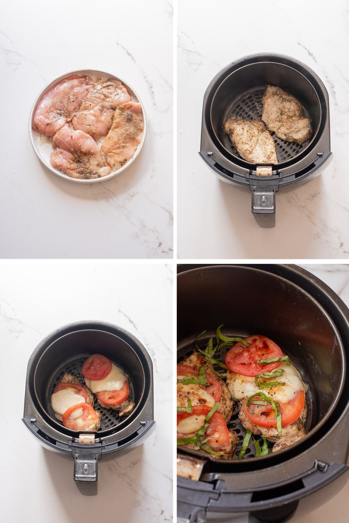 air fryer chicken caprese steps