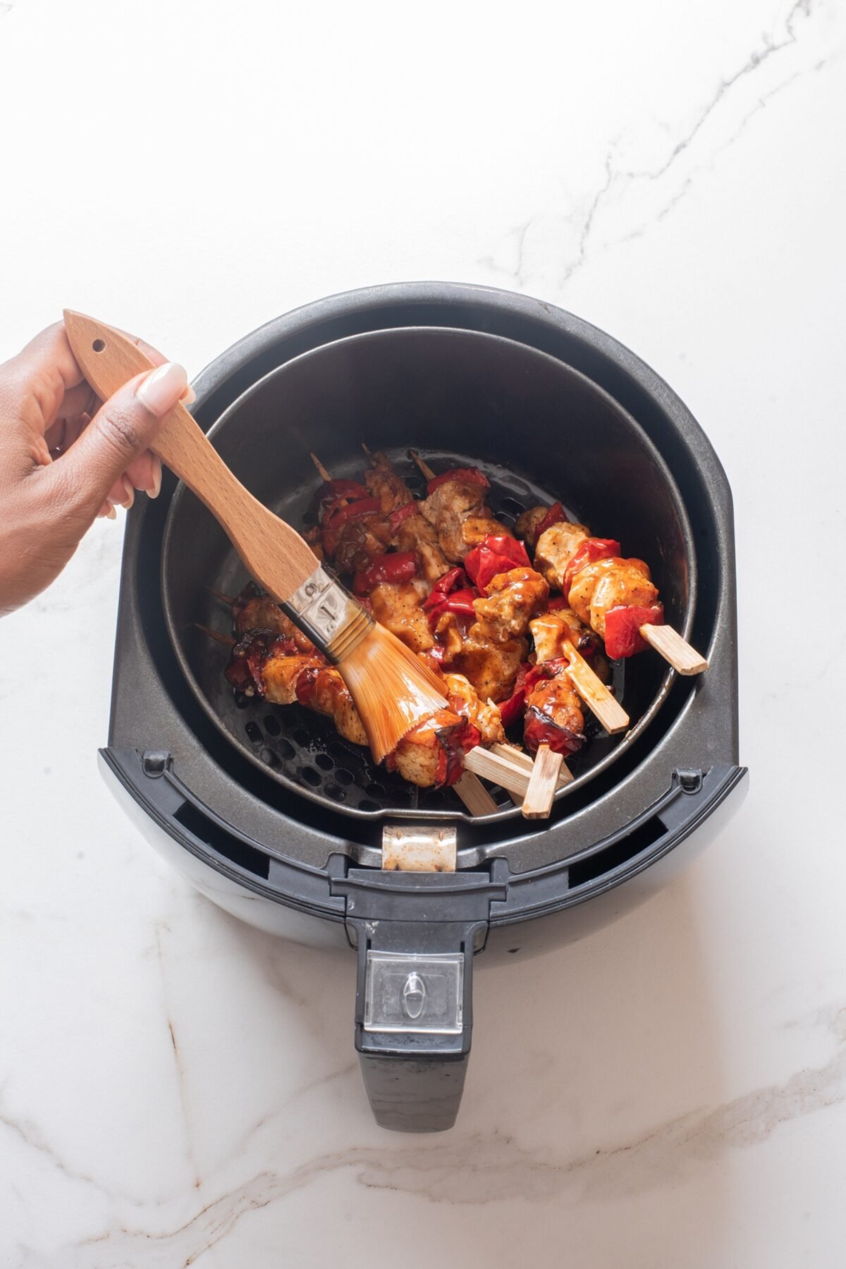 air fryer chicken skewers with bbq sauce