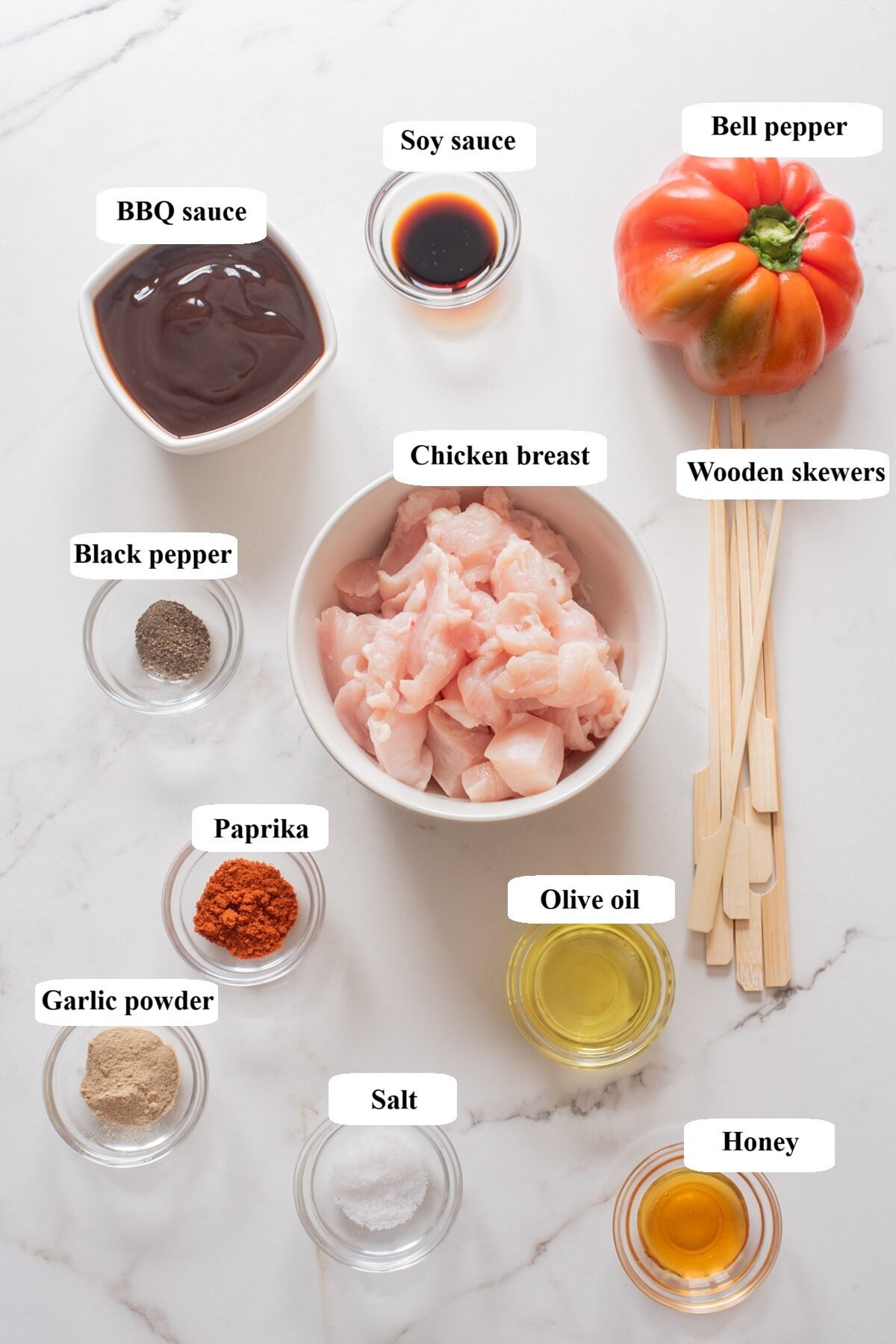 air fryer chicken skewers with bbq sauce - ingredients list