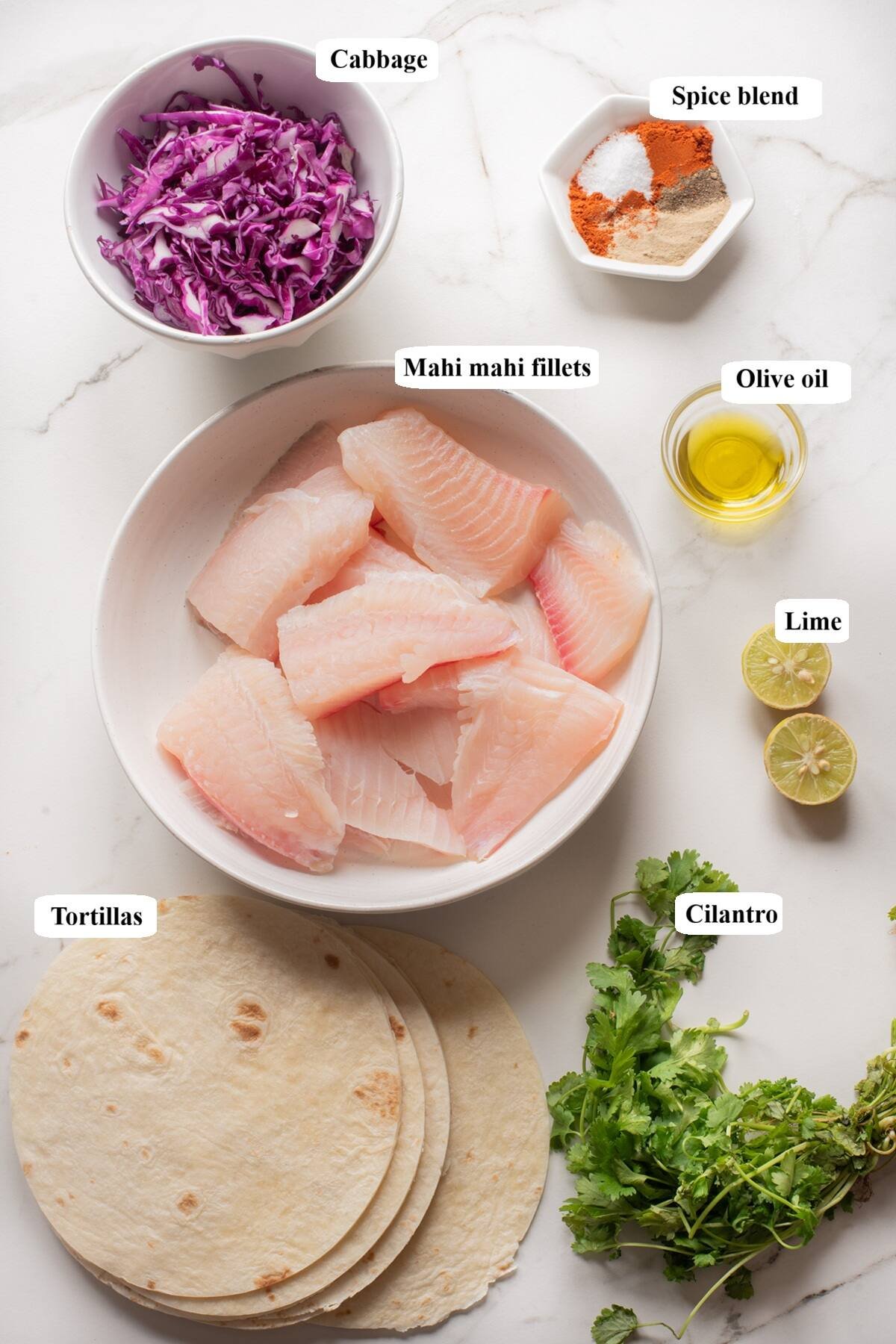 air fryer mahi mahi fish tacos - ingredients list