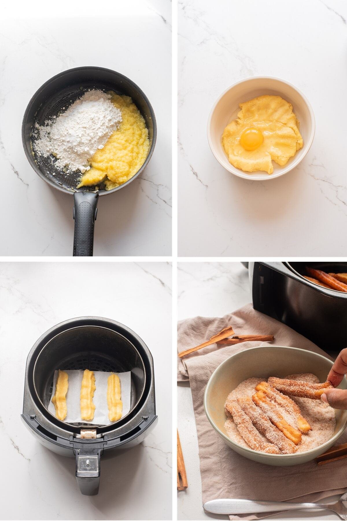 air fryer pineapple churros steps