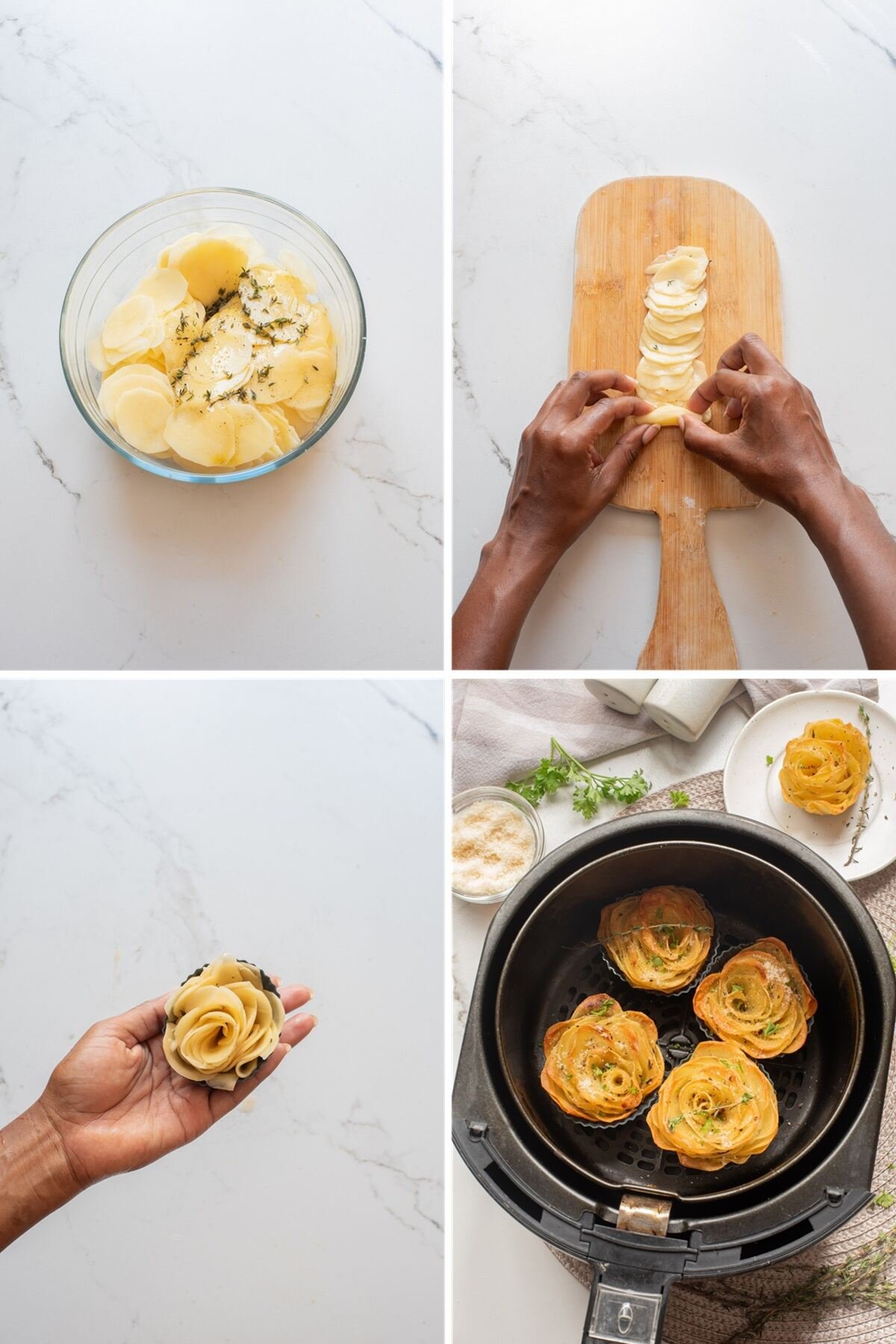 air fryer potato roses steps