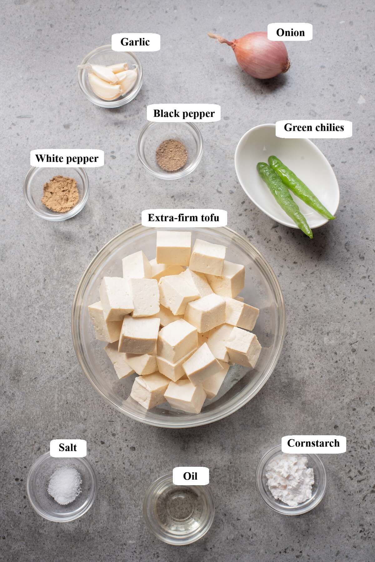 air fryer salt pepper crispy tofu - ingredients list