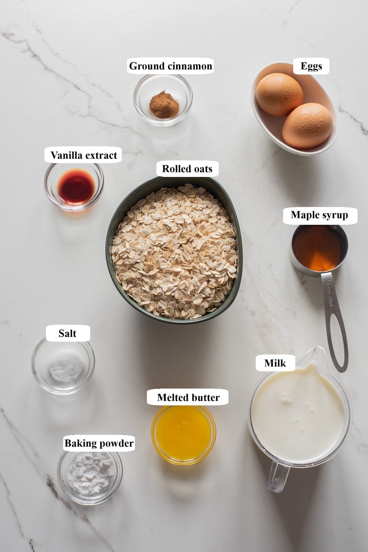 air fryer baked oats - ingredients list