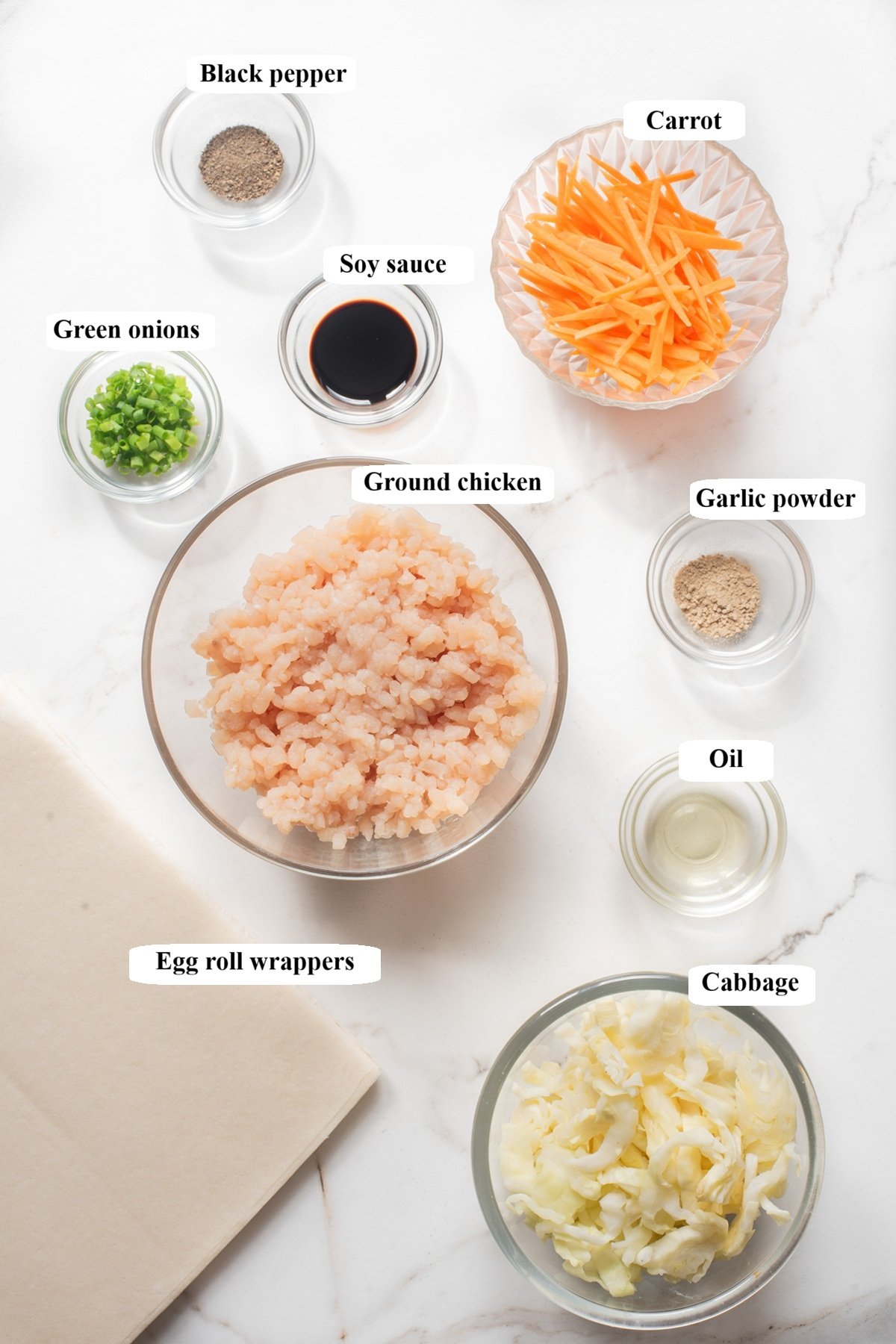 air fryer chicken egg rolls - ingredients list