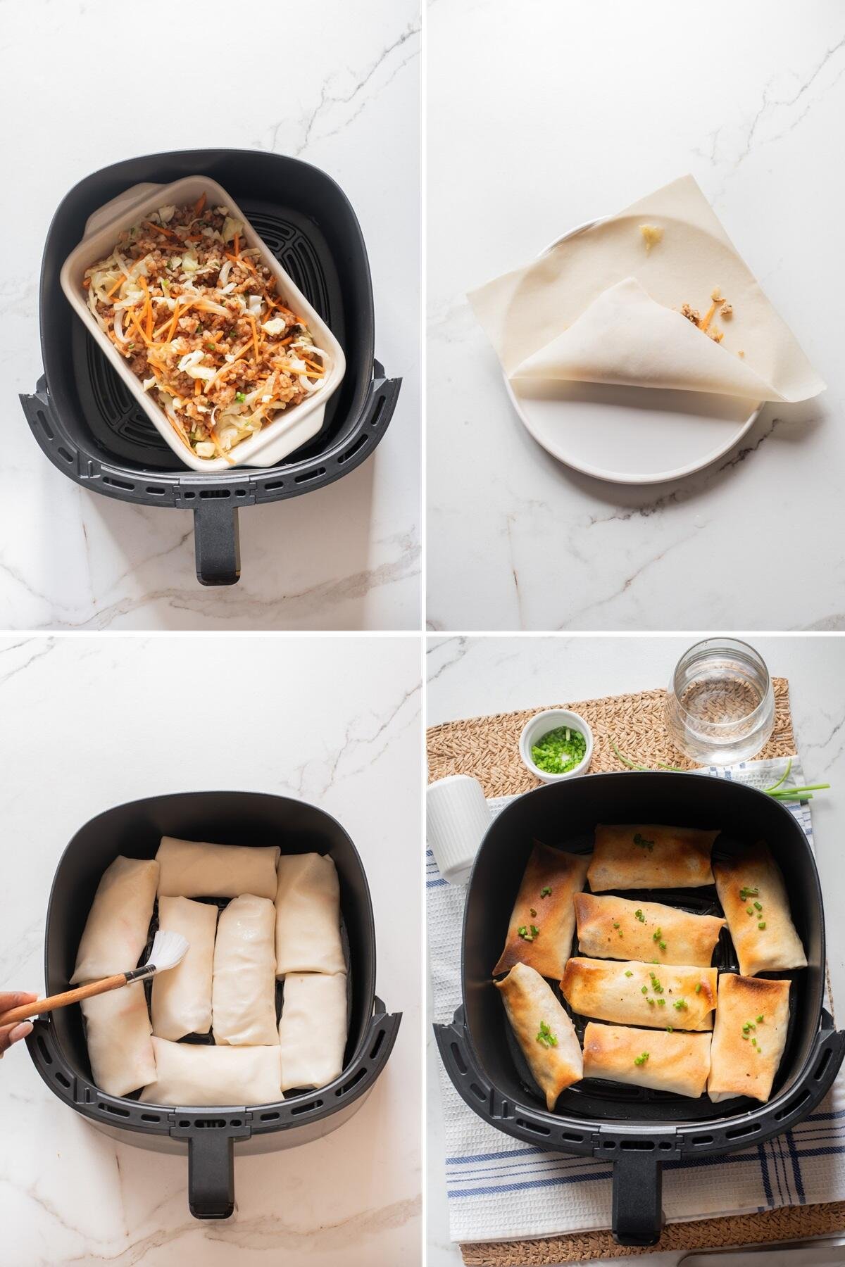 air fryer chicken egg rolls - steps