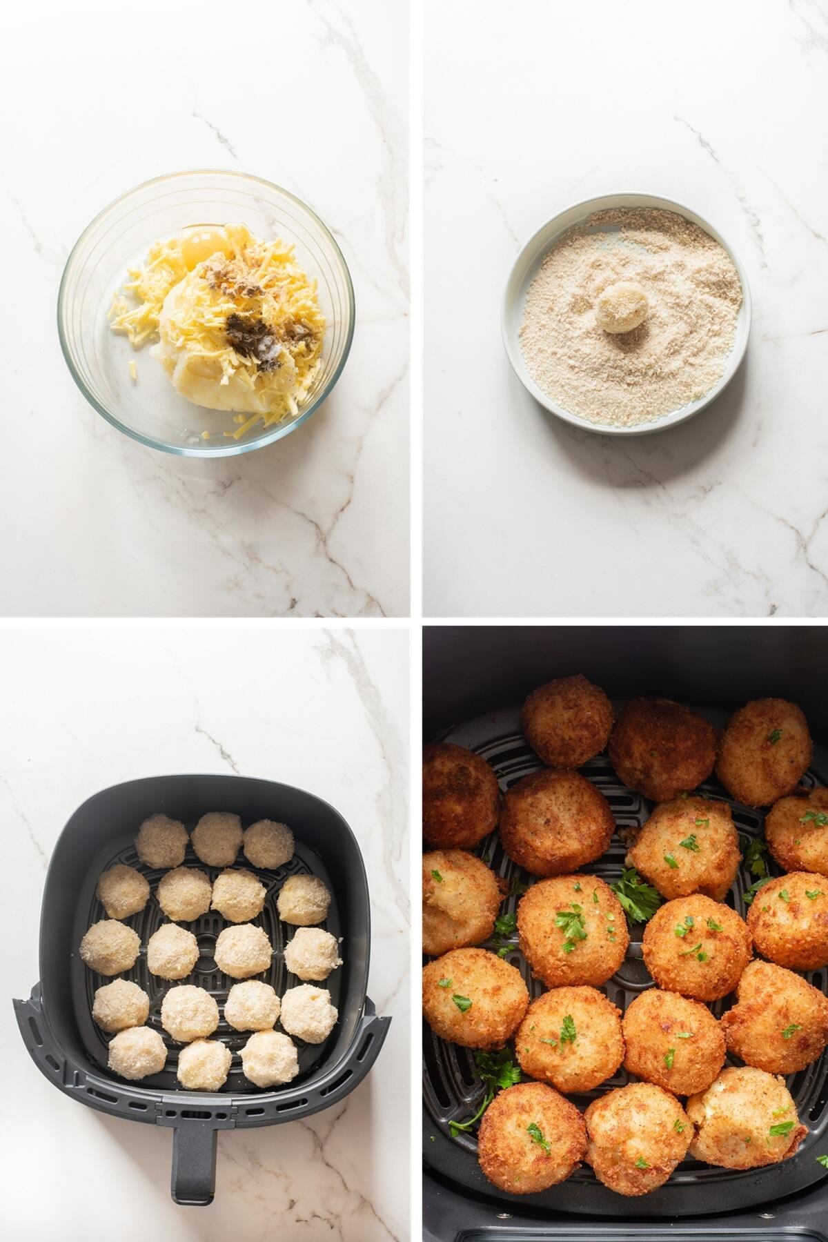 air fryer mashed potato balls steps